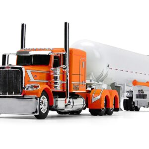 Peterbilt 389 with 63″ Flat Top Sleeper and Mississippi LP Tank Trailer “Roark Trucking” Orange with Graphics “DCP Exclusive” Series 1/64 Diecast Model by DCP/First Gear