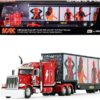 Peterbilt 389 63″ Mid-Roof Sleeper Cab Viper Red with Kentucky Moving Trailer “AC/DC Power Up” 1/64 Diecast Model by DCP/First Gear