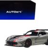 2017 Dodge Viper ACR Billet Silver Metallic with Black and Red Stripes 1/18 Model Car by Autoart