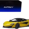 Mclaren 600LT Sicilian Yellow and Carbon 1/18 Model Car by Autoart