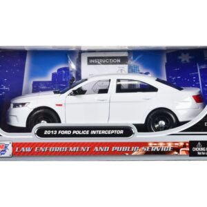 2013 Ford Police Interceptor Unmarked White “Custom Builder’s Kit” Series 1/24 Diecast Model Car by Motormax