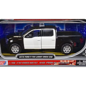 2019 Ford F-150 Lariat Crew Cab Pickup Truck Unmarked Plain Black and White “Law Enforcement and Public Service” Series 1/24 Diecast Model Car by Motormax