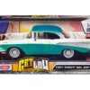 1957 Chevrolet Bel Air Lowrider Turquoise Metallic and White “Get Low” Series 1/24 Diecast Model Car by Motormax