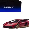 Lamborghini Aventador Liberty Walk LB-Works Hyper Red Metallic with Gold Accents Limited Edition 1/18 Model Car by Autoart