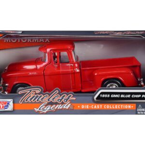 1955 GMC Blue Chip Pickup Truck Red “Timeless Legends” Series 1/24 Diecast Model Car by Motormax