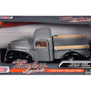 1942-47 Ford “Jailbar” Pickup Truck Gray and Black “Timeless Legends” Series 1/24 Diecast Model Car by Motormax