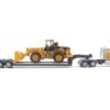 CAT Caterpillar CT681 Day Cab Tractor Yellow with Lowboy Trailer and CAT 950G Wheel Loader Yellow 1/87 (HO) Diecast Model by Diecast Masters