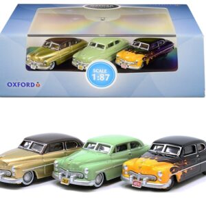 1949 Mercury Set of 3 Cars “70th Anniversary” 1/87 (HO) Scale Diecast Model Cars by Oxford Diecast