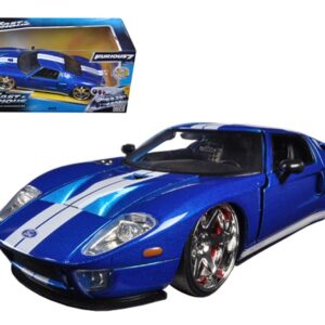 Ford GT Blue with White Stripes “Fast & Furious 7” (2015) Movie 1/24 Diecast Model Car...