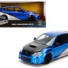 Brian’s Subaru Impreza WRX STI Blue and Silver with Carbon Hood “Fast & Furious” Movie 1/24 Diecast Model Car by Jada