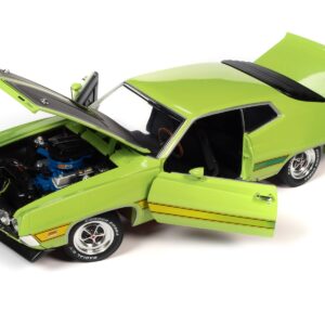 1971 Ford Torino Cobra Grabber Lime Green with Matt Black Hood and Stripes “Class of 1971” Series 1/18 Diecast Model Car by Auto World