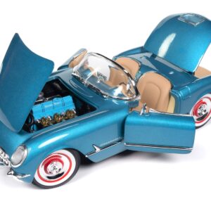 1954 Chevrolet Corvette Convertible Pennant Blue Metallic “American Muscle” Series 1/18 Diecast Model Car by Auto World