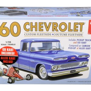 Skill 2 Model Kit 1960 Chevrolet Custom Fleetside Pickup Truck with Go Kart 1/25 Scale Model by AMT