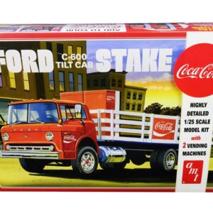 Skill 3 Model Kit Ford C600 Stake Bed Truck with Two “Coca-Cola” Vending Machines 1/25 Scale Model by AMT