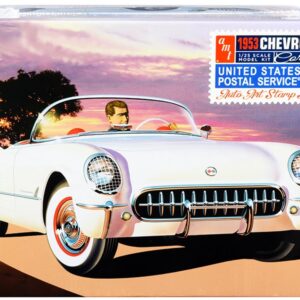 Skill 2 Model Kit 1953 Chevrolet Corvette “USPS” (United States Postal Service) Themed Collectible Tin 1/25 Scale Model by AMT