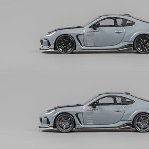 Subaru BRZ “Varis Arising-1” RHD (Right Hand Drive) Gray with Carbon Hood and Top with Extra Wheels 1/64 Diecast Model Car by CM Models