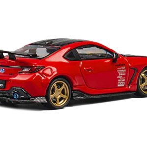 Subaru BRZ “Varis Arising-1” RHD (Right Hand Drive) Red with Carbon Hood and Top with Extra Wheels 1/64 Diecast Model Car by CM Models