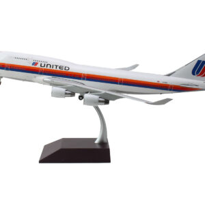 Boeing 747-400 Commercial Aircraft “United Airlines – Saul Bass Livery” (N175UA) White with Stripes “Gemini 200” Series 1/200 Diecast Model Airplane by GeminiJets