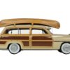 1949 Mercury Woodie Miami Cream with Yellow and Woodgrain Sides and Green Interior with Kayak on Roof Limited Edition to 200 pieces Worldwide 1/43 Model Car by Goldvarg Collection