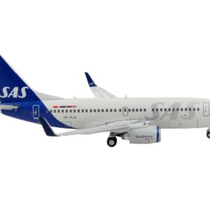 Boeing 737-700 Commercial Aircraft “Scandinavian Airlines” Gray with Blue Tail 1/400 Diecast Model Airplane by GeminiJets