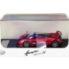 Pagani Huayra Roadster BC Red Metallic and Carbon with Red and White Stripes 1/64 Diecast Model Car by LCD Models