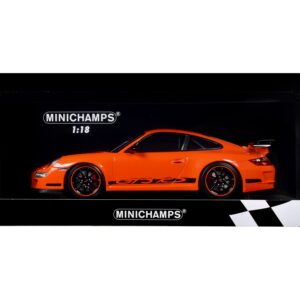 2007 Porsche 911 GT3 RS Orange with Black Stripes 1/18 Diecast Model Car by Minichamps