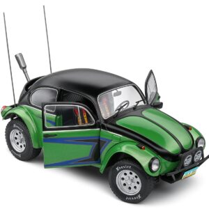 1976 Volkswagen Beetle Baja 1/18 Green Metallic and Black with Graphics 1/18 Diecast Model Car by Solido