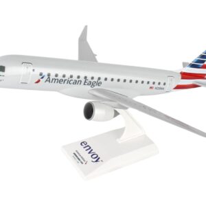 Embraer E175 Commercial Aircraft “American Airlines – American Eagle” (N220NN) Gray with Striped Tail (Snap-Fit) 1/100 Plastic Model by Skymarks