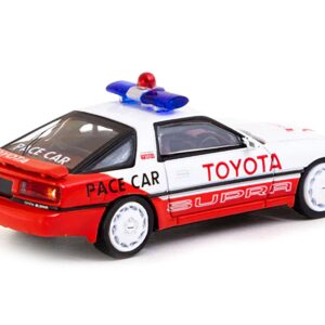 Toyota Supra RHD (Right Hand Drive) White and Red “Pace Car” “Hobby64” Series 1/64 Diecast Model Car by Tarmac Works