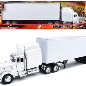 Peterbilt 379 Truck with Dry Goods Trailer White “Long Haul Trucker” Series 1/32 Diecast Model by New Ray