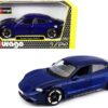 Porsche Taycan Turbo S Blue Metallic 1/24 Diecast Model Car by Bburago