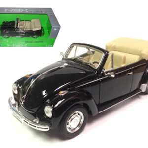 Volkswagen Beetle Convertible Black 1/24 Diecast Model Car by Welly