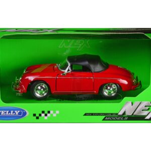 Porsche 356A Speedster Red with Black Soft Top “NEX Models” Series 1/24 Diecast Model Car by Welly