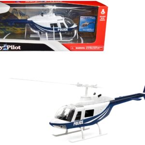 Bell 206 Helicopter Dark Blue and White “Police” “Sky Pilot” Series 1/34 Diecast Model by New Ray