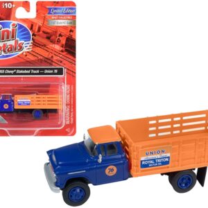 1955 Chevrolet Stakebed Truck “Union 76” Blue and Orange 1/87 (HO) Scale Model by Classic Metal Works