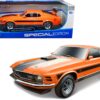 1970 Ford Mustang Mach 1 428 “Twister Special” Orange with Black Stripes “Special Edition” 1/18 Diecast Model Car by Maisto