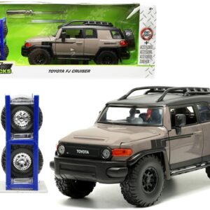 Toyota FJ Cruiser with Roof Rack Brown and Black “Toyo Tires” with Extra Wheels “Just Trucks” Series 1/24 Diecast Model Car by Jada