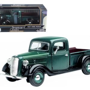 1937 Ford Pickup Truck Green and Black 1/24 Diecast Model Car by Motormax