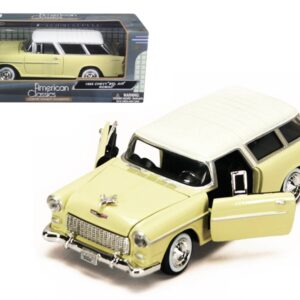 1955 Chevrolet Bel Air Nomad Yellow with White Top 1/24 Diecast Model Car by Motormax