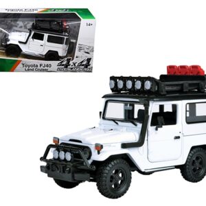 Toyota FJ40 Land Cruiser White “4×4 Overlanders” Series 1/24 Diecast Model Car by Motormax