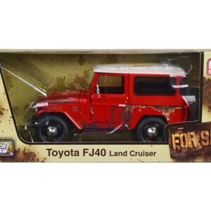 Toyota FJ40 Land Cruiser Red with White Top (Rusted Version) “For Sale” Series 1/24 Diecast Model Car by Motormax