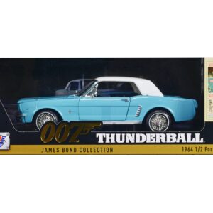 1964 1/2 Ford Mustang Light Blue with White Top James Bond 007 “Thunderball” (1965) Movie “James Bond Collection” Series 1/18 Diecast Model Car by Motormax