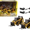 Set of 2 pieces CAT Caterpillar 272D2 Skid Steer Loader and CAT Caterpillar 297D2 Compact Track Loader with Accessories 1/64 Diecast Models by Diecast Masters