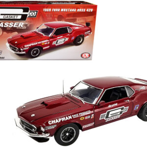 1969 Ford Mustang BOSS 429 Gasser Dark Red Metallic “Mr. Gasket Co.” “Drag Outlaws” Series Limited Edition to 870 pieces Worldwide 1/18 Diecast Model Car by ACME