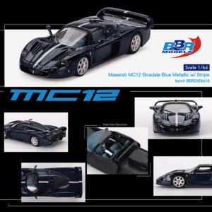 Maserati MC12 Stradale Blue Metallic with White Stripe 1/64 Diecast Model Car by BBR