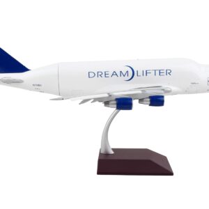 Boeing 747LCF Commercial Aircraft with Flaps Down “Dreamlifter” White with Blue Tail “Gemini 200” Series 1/200 Diecast Model Airplane by GeminiJets