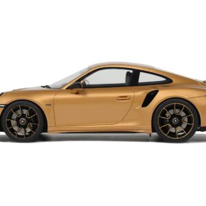 Porsche 991.2 Turbo S Orange Metallic with Black Stripes 1/18 Model Car by GT Spirit