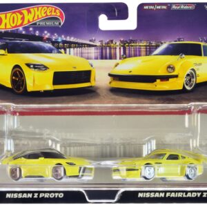 Nissan Z Proto Yellow with Black Top and Nissan Fairlady Z Yellow “Car Culture” Set of 2 Cars Diecast Model Cars by Hot Wheels