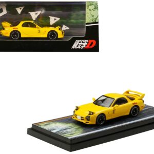 Mazda RX-7 (FD3S) RHD (Right Hand Drive) Yellow “RedSuns” with Keisuke Takahashi Driver Figure...