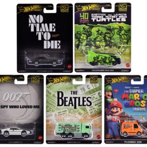 “Pop Culture 2024” 5 piece Set D “Premium Series” Diecast Model Cars by Hot Wheels